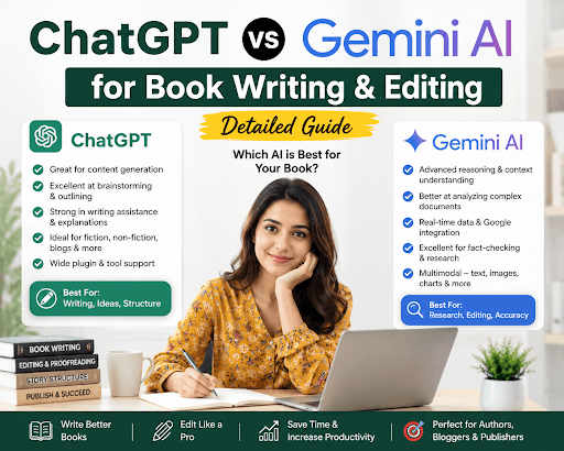 ChatGPT vs Gemini AI comparison for book writing and editing in 2026